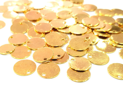 10 Gold Stamp Charms Tag Charms Flake Charms Gold Plated Brass (10mm)   G10989