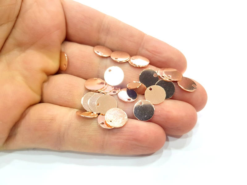 10 Rose Gold Stamp Charms Tag Charms Flake Charms Rose Gold Plated Brass (10mm)   G10990