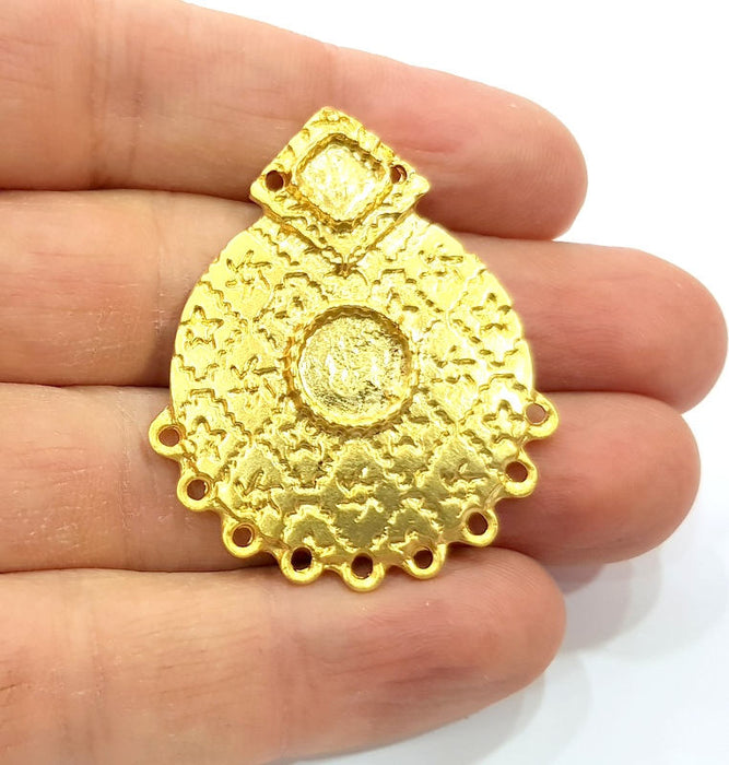 Gold Pendant Blank Gold Plated Metal (46x35mm)  G10991