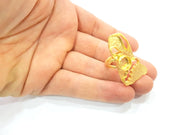 Gold Ring Settings Blank inlay Ring Mosaic Ring Bezel Base Cabochon Mountings Adjustable (10mm blank ) Gold Plated Brass G11001