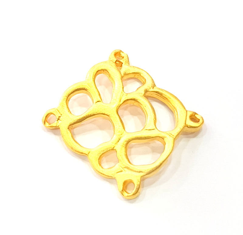 2 Gold Connector Charm Gold Plated Metal (24x23mm)  G11004