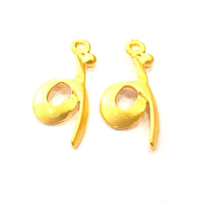 6 Gold Charm Gold Plated Metal (23x11mm)  G11007