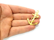 Anchor Pendant Gold Pendant Connector Gold Plated Metal (48x30mm)  G11009