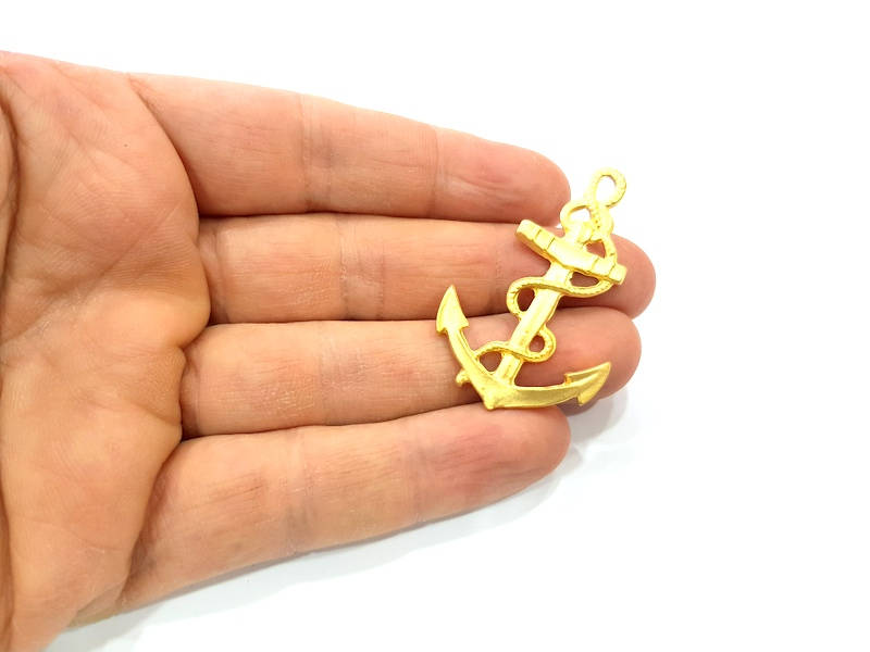 Anchor Pendant Gold Pendant Connector Gold Plated Metal (48x30mm)  G11009