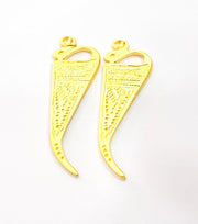 2 Gold Charm Gold Plated Metal (47x14mm)  G11014