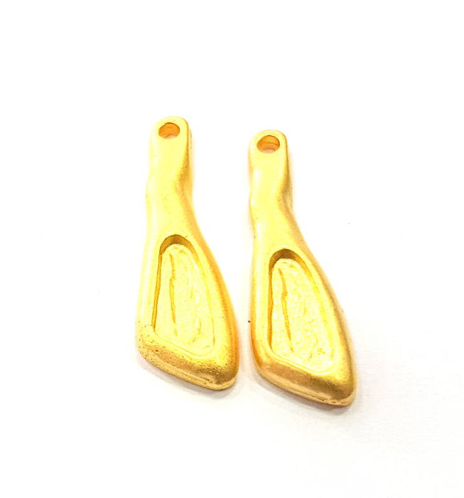 2 Gold Charm Gold Plated Metal (26x7mm)  G11015