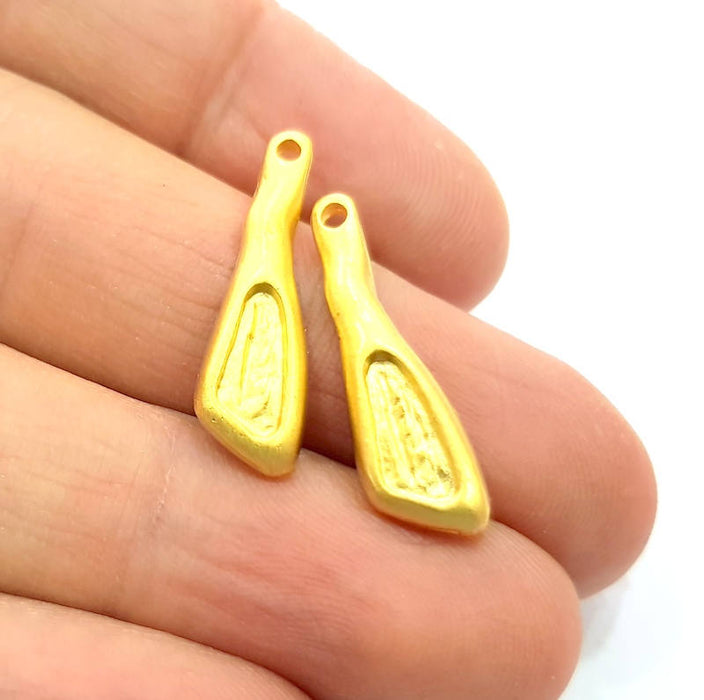 2 Gold Charm Gold Plated Metal (26x7mm)  G11015