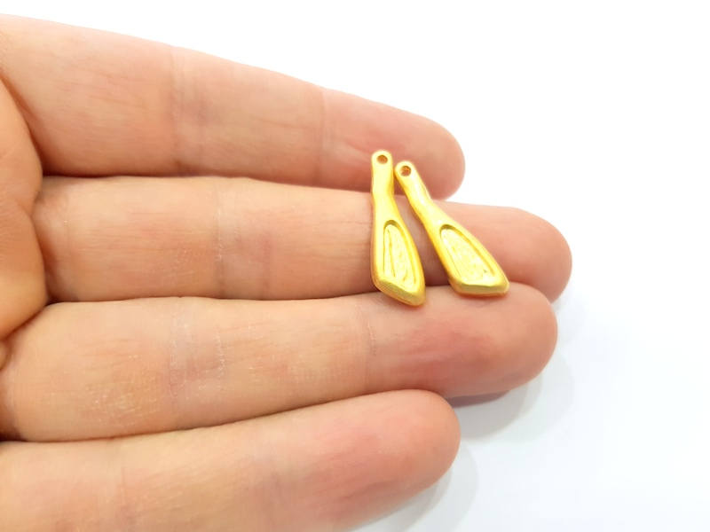 2 Gold Charm Gold Plated Metal (26x7mm)  G11015