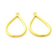 2 Drop Charm Gold Charm Gold Plated Metal (32x18mm)  G11017