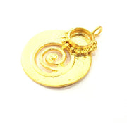 Gold Pendant Blank Mosaic Base inlay Blank Necklace Blank Resin Blank Mountings Gold Plated Brass ( 39x28mm blank ) G11018
