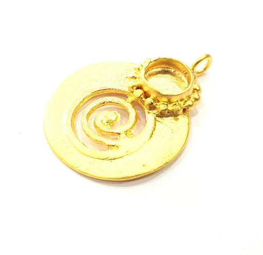 Gold Pendant Blank Mosaic Base inlay Blank Necklace Blank Resin Blank Mountings Gold Plated Brass ( 39x28mm blank ) G11018