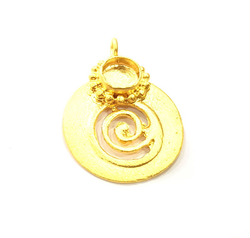 Gold Pendant Blank Mosaic Base inlay Blank Necklace Blank Resin Blank Mountings Gold Plated Brass ( 39x28mm blank ) G11018