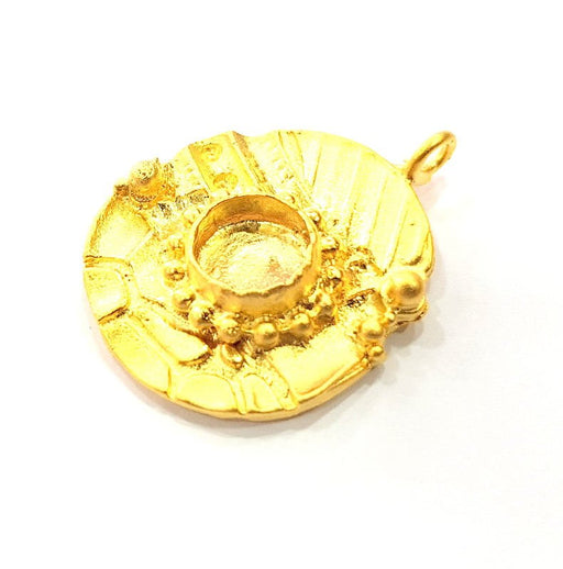 Gold Pendant Blank Mosaic Base inlay Blank Necklace Blank Resin Blank Mountings Gold Plated Brass ( 36x26mm blank ) G11019