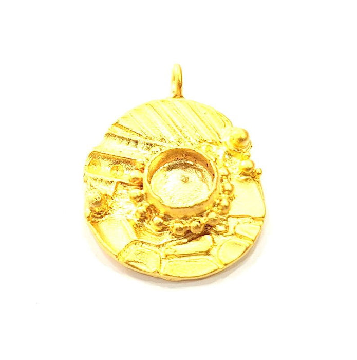 Gold Pendant Blank Mosaic Base inlay Blank Necklace Blank Resin Blank Mountings Gold Plated Brass ( 36x26mm blank ) G11019