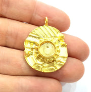 Gold Pendant Blank Mosaic Base inlay Blank Necklace Blank Resin Blank Mountings Gold Plated Brass ( 36x26mm blank ) G11019