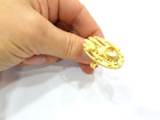 Gold Ring Settings Blank inlay Ring Mosaic Ring Bezel Base Cabochon Mountings Adjustable (10mm blank ) Gold Plated Brass G11022