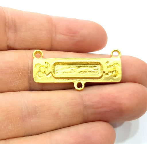 Gold Pendant Blank Gold Plated Metal (36x16mm)  G11023