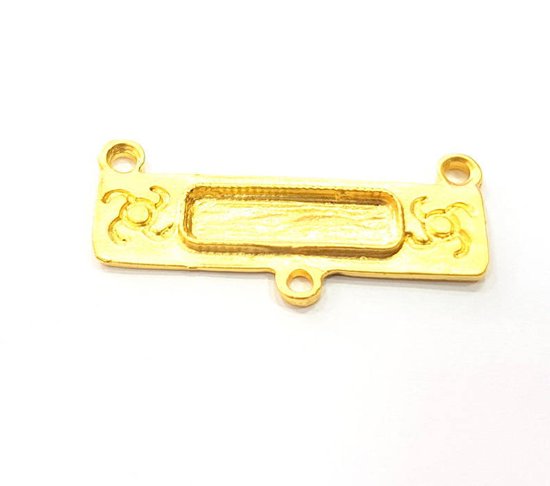 Gold Pendant Blank Gold Plated Metal (36x16mm)  G11023