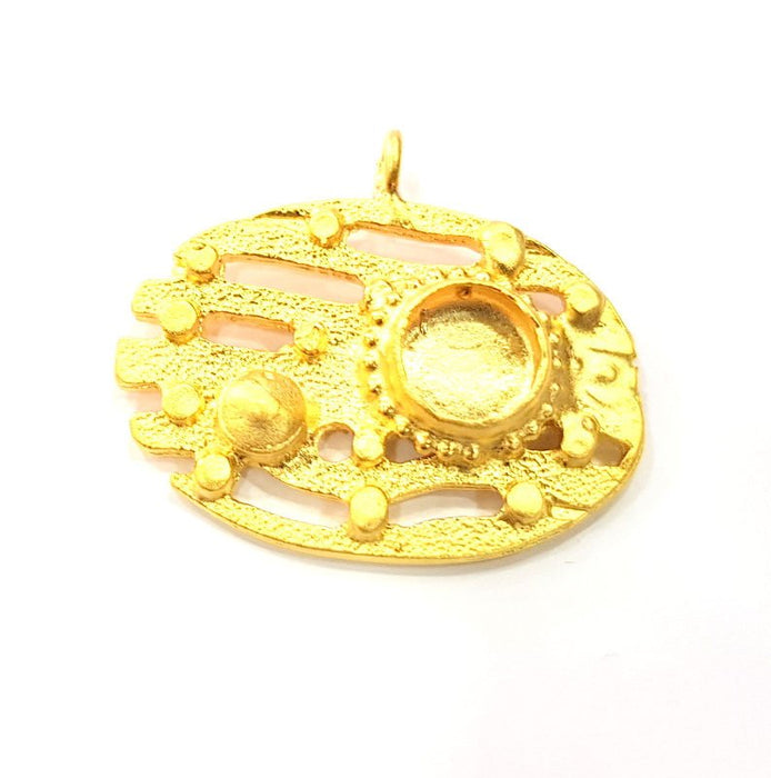 Gold Pendant Blank Mosaic Base inlay Blank Necklace Blank Resin Blank Mountings Gold Plated Brass ( 10mm blank ) G11025