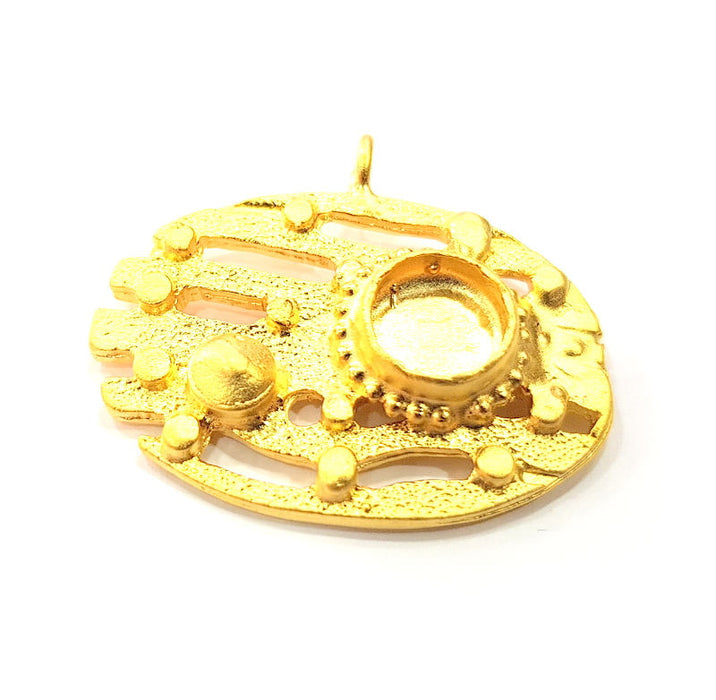 Gold Pendant Blank Mosaic Base inlay Blank Necklace Blank Resin Blank Mountings Gold Plated Brass ( 10mm blank ) G11025