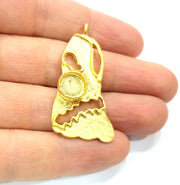 Gold Pendant Blank Mosaic Base inlay Blank Necklace Blank Resin Blank Mountings Gold Plated Brass ( 10mm blank ) G11026