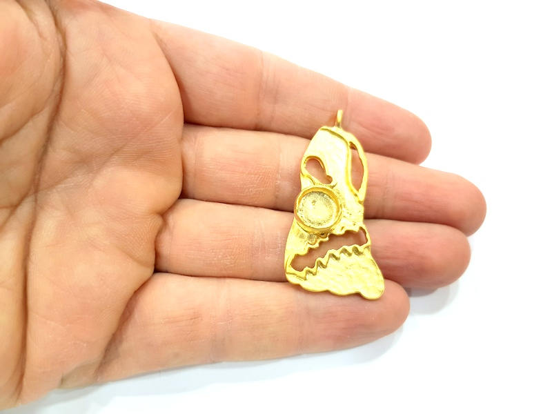 Gold Pendant Blank Mosaic Base inlay Blank Necklace Blank Resin Blank Mountings Gold Plated Brass ( 10mm blank ) G11026