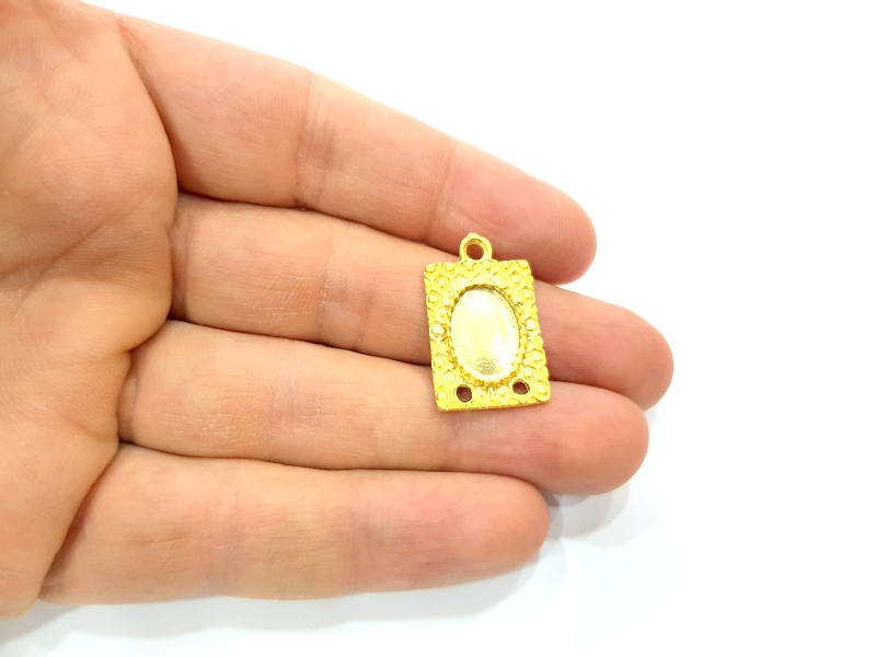 2 Gold Pendant Blank Gold Plated Metal (29x11mm)  G11028