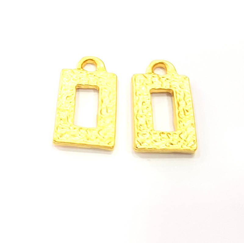 2 Gold Charm Gold Plated Metal (21x12mm)  G11029