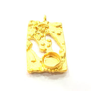 Gold Pendant Blank Mosaic Base inlay Blank Necklace Blank Resin Blank Mountings Gold Plated Brass ( 10mm blank ) G11037