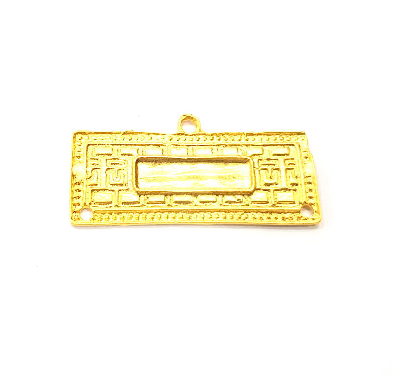Gold Pendant Blank Gold Plated Metal (40x20mm)  G11044