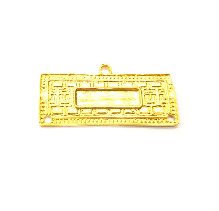 Gold Pendant Blank Gold Plated Metal (40x20mm)  G11044