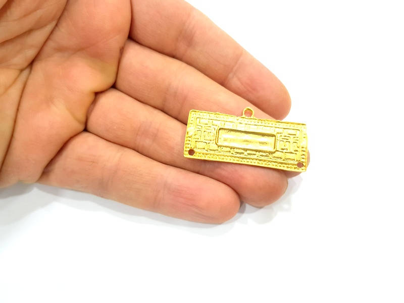 Gold Pendant Blank Gold Plated Metal (40x20mm)  G11044