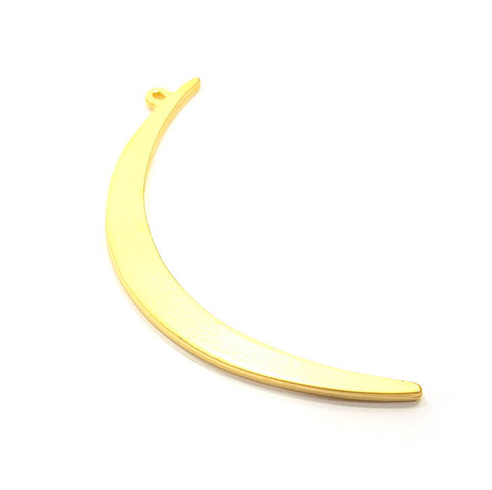 2 Crescent Charm Gold Charm Gold Plated Metal (60x6mm)  G14370