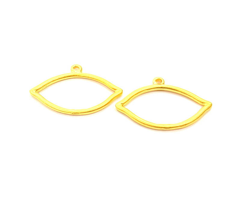 2 Eye Charm Gold Charm Gold Plated Metal (29x19mm)  G11048