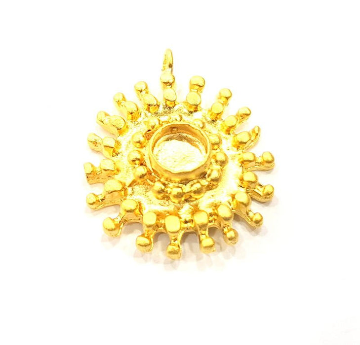 Gold Pendant Blank Mosaic Base inlay Blank Necklace Blank Resin Blank Mountings Gold Plated Brass ( 10mm blank ) G11049