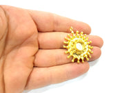 Gold Pendant Blank Mosaic Base inlay Blank Necklace Blank Resin Blank Mountings Gold Plated Brass ( 10mm blank ) G11049