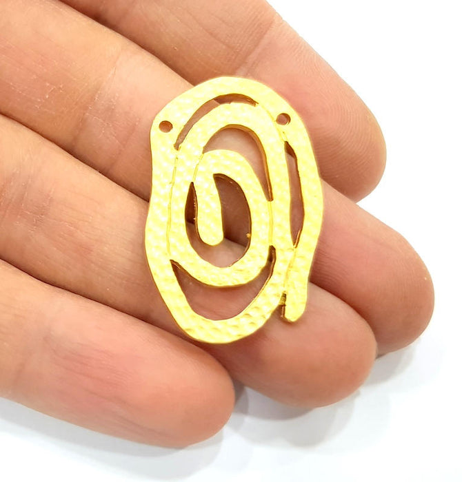 2 Gold Charm Gold Plated Metal (38x23mm)  G11050