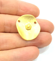 2 Curved Plate Charm Gold Charm Gold Plated Metal (25mm)  G11051