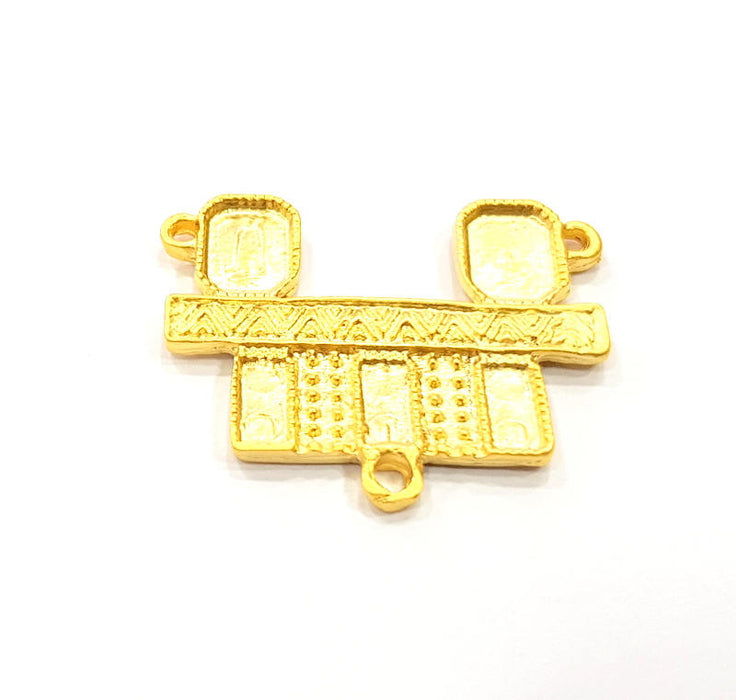 Gold Pendant Blank Gold Plated Metal (32x26mm)  G11052