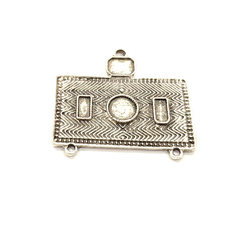 Silver Pendant Blank Antique Silver Plated Pendants (40x36mm)  G11064