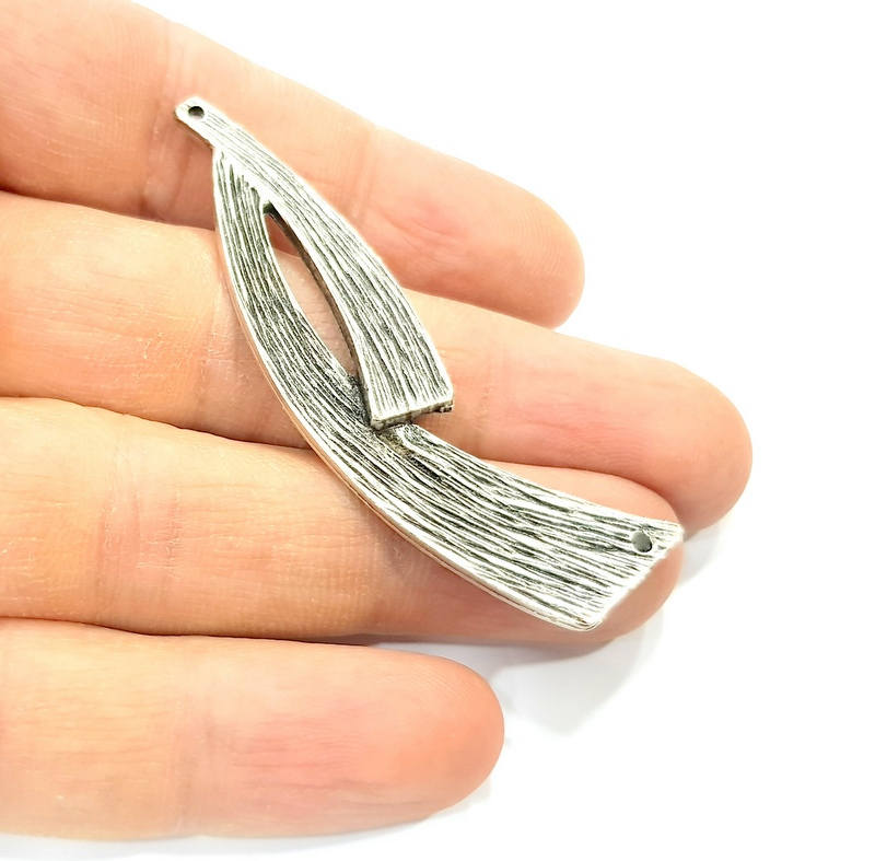 2 Silver Charms Antique Silver Plated Charms (63x17mm) G11068