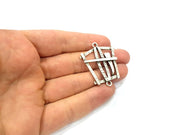 2 Silver Charms Antique Silver Plated Connector (40x32mm) G9497