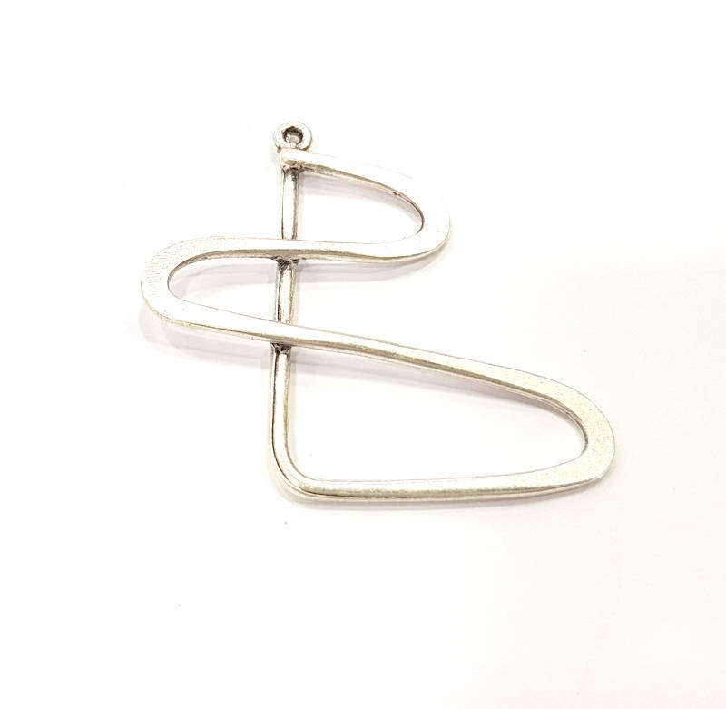 2 Silver Charms Antique Silver Plated Connector (45x40mm) G9498