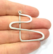 2 Silver Charms Antique Silver Plated Connector (45x40mm) G9498