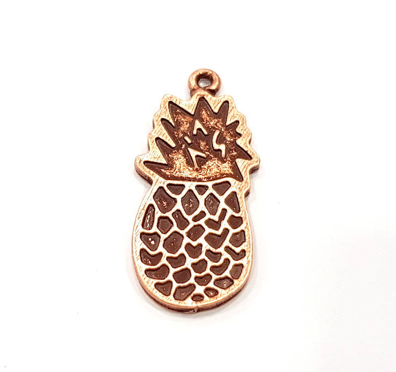 2 Pineapple Charm Copper Charms Copper Plated Charm (40x16mm) G9501