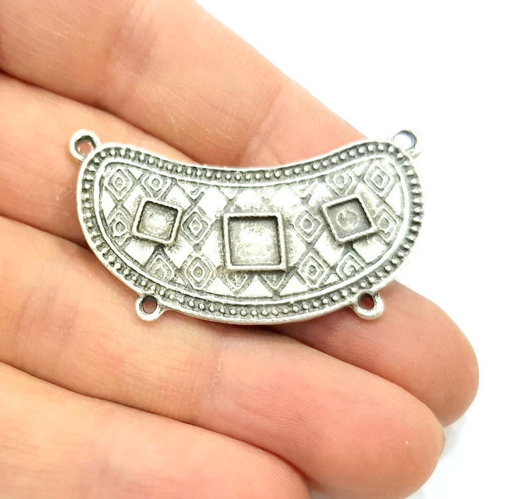 2 Silver Pendant Antique Silver Plated Pendants (46x20mm)  G11079