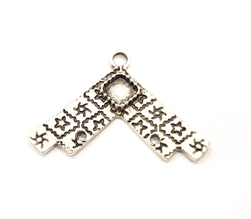 2 Silver Pendant Blank Antique Silver Plated Pendants (43x31mm)  G11080