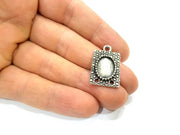 2 Silver Pendant Blank Antique Silver Plated Pendants (29x11mm)  G11081
