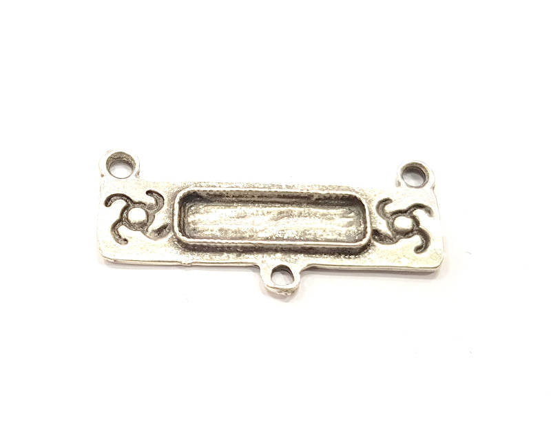 2 Silver Pendant Blank Antique Silver Plated Pendants (36x16mm)  G11084