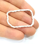 4 Hammered Frame Connector Antique Silver Plated Metal (41x28mm) G11085